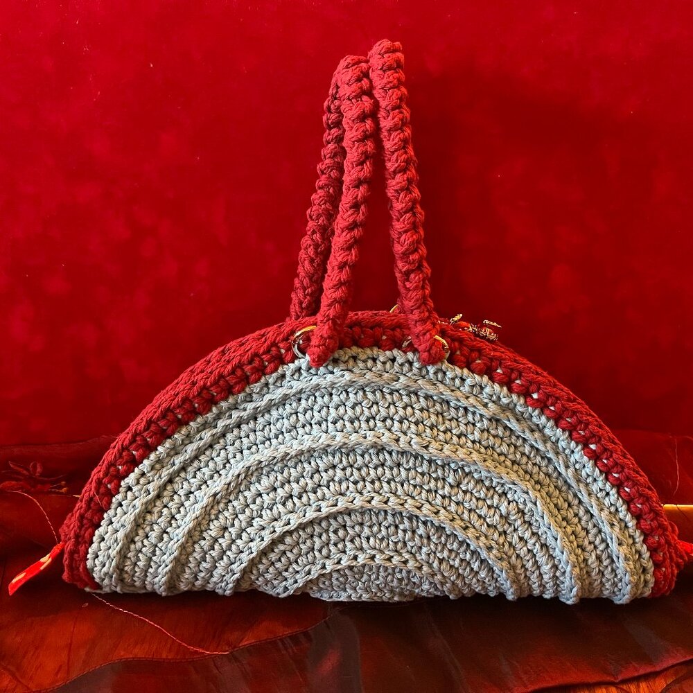 Macrame, Half Moon, Two Colors Woman Handbag